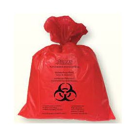 Biohazard Waste Bag, 19" x 24", Red/ Blk